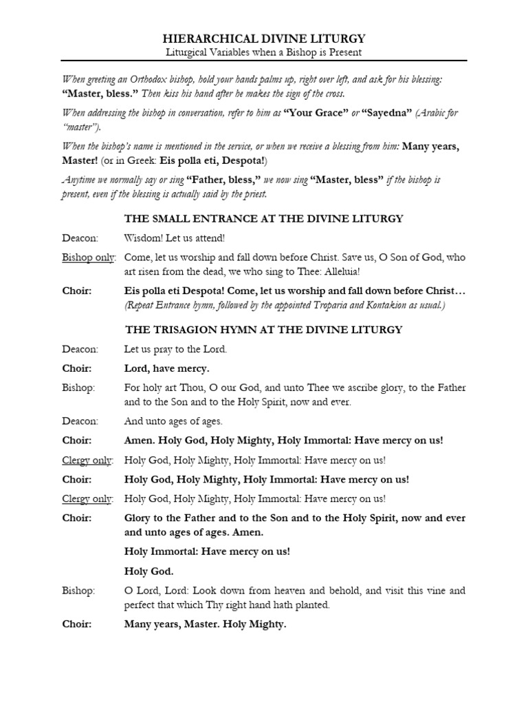 Hierarchical Divine Liturgy Antiochian PDF Christian Prayer 