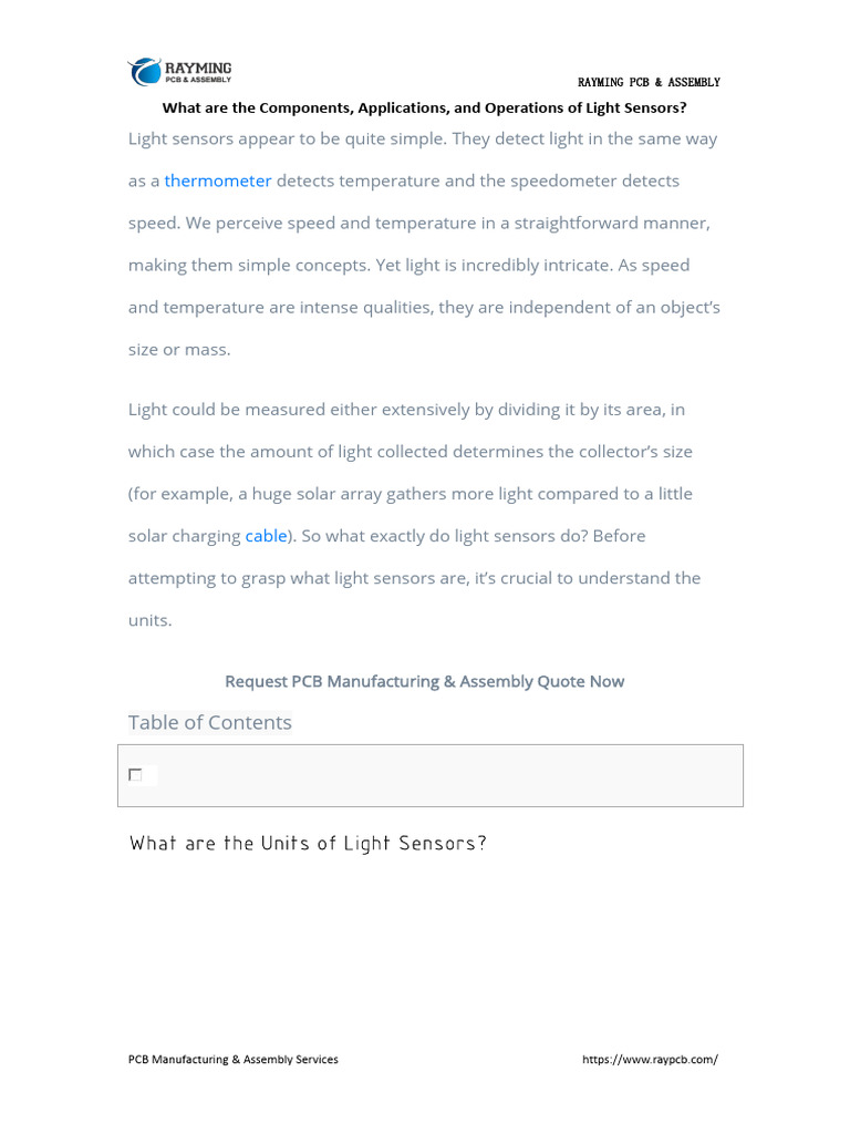 What Are The Components, Applications, and Operations of Light Sensors ...