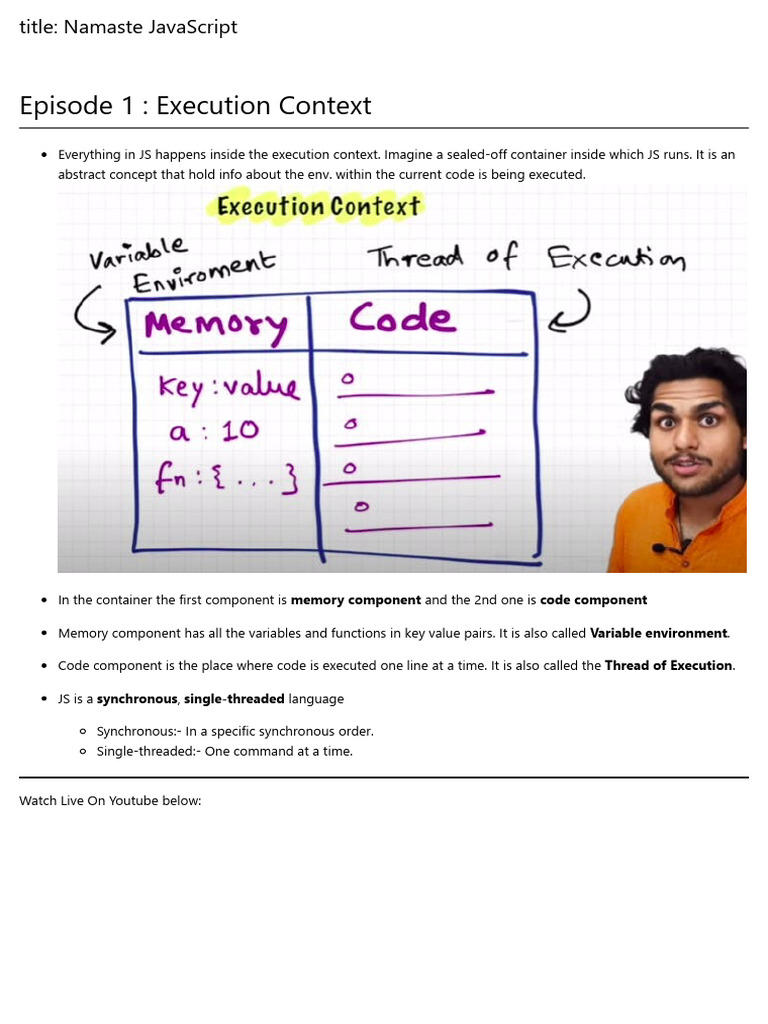 Namaste Javascript Notes | PDF | Scope (Computer Science) | Variable ...