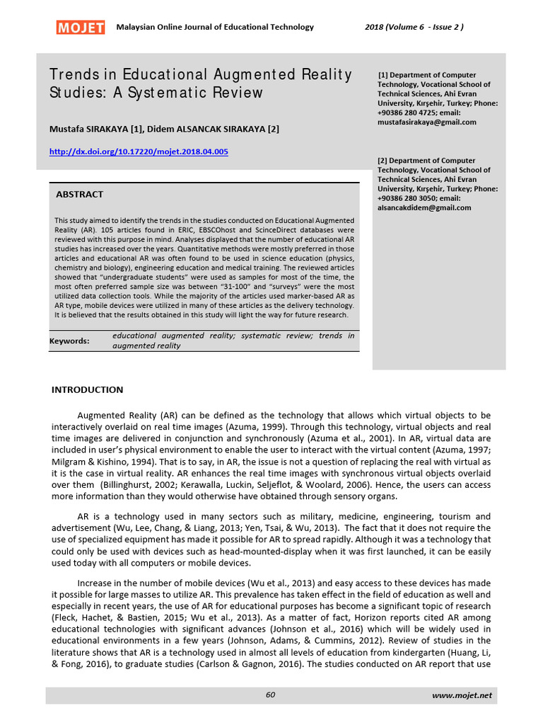 Trends in Educational Augmented Reality | PDF | Augmented Reality ...