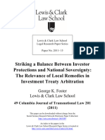 2011-Foster-Striking A Balance Between Investor Protections and National Sovereignty - The Relevance of Local Remedies in ISA