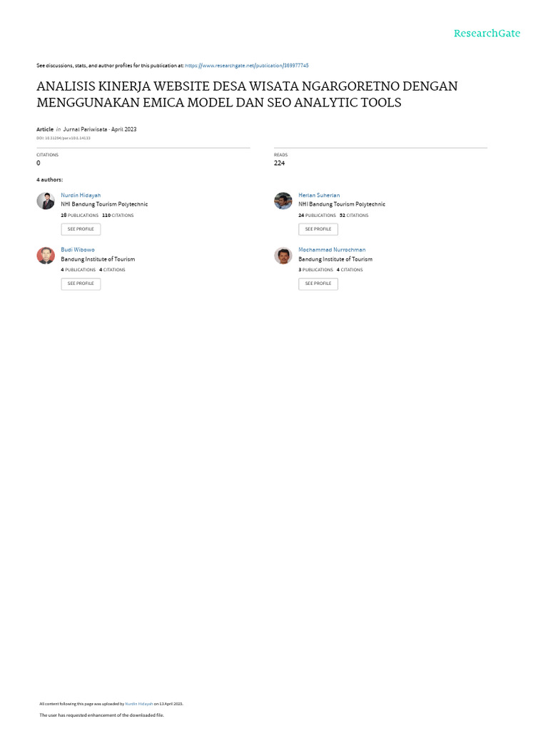 Analisis Kinerja Website Desa Wisata Ngargoretno Dengan Menggunakan ...