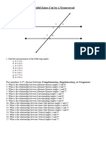 Parallel Lines Cut by A Transversal Activity