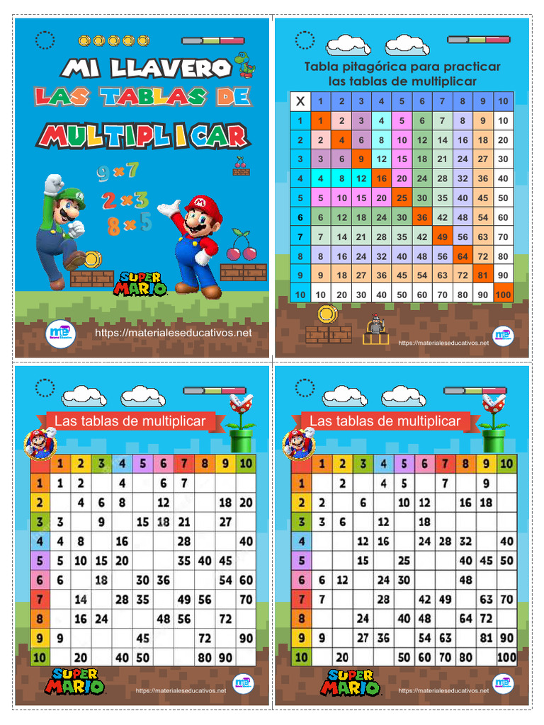 Llavero de Las Tablas de Multiplicar Tematica Mario Bros | PDF