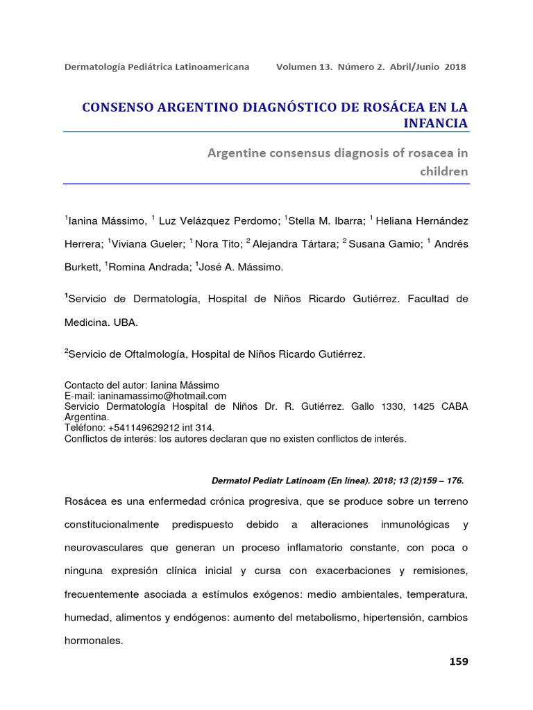 Dermatol Ped Latinoam 2018 v13 n2 Consenso Arg Diag Rosacea | PDF ...