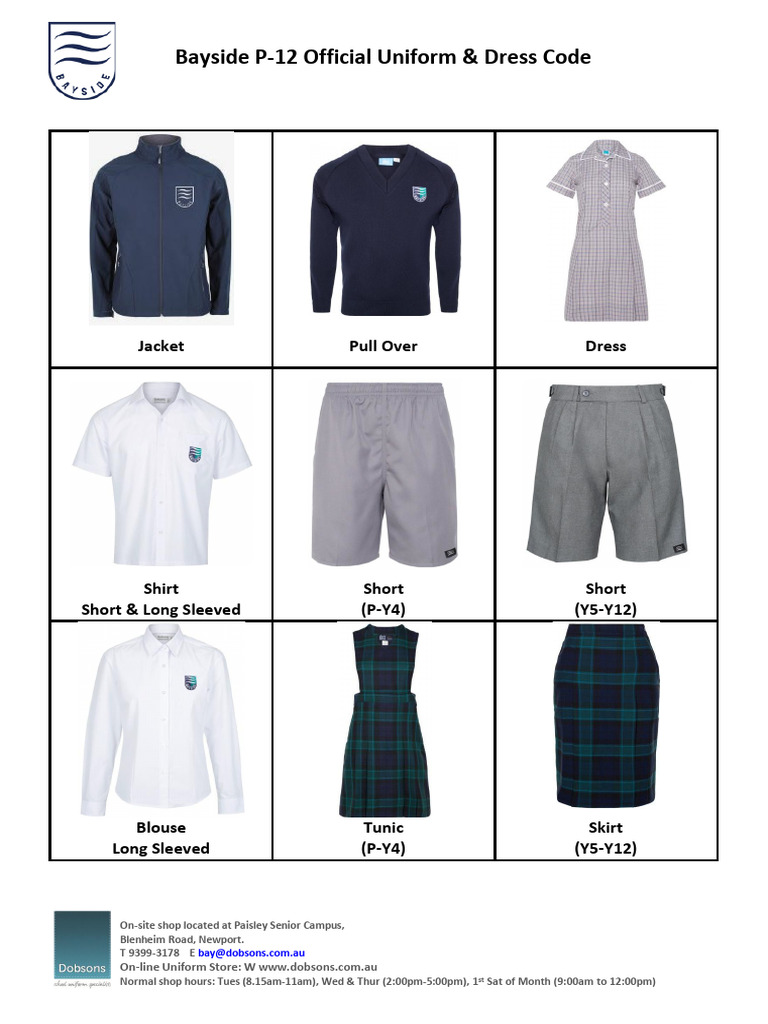 Bayside P 12 College Official Uniform Dress Llcode Master | PDF | Dress ...