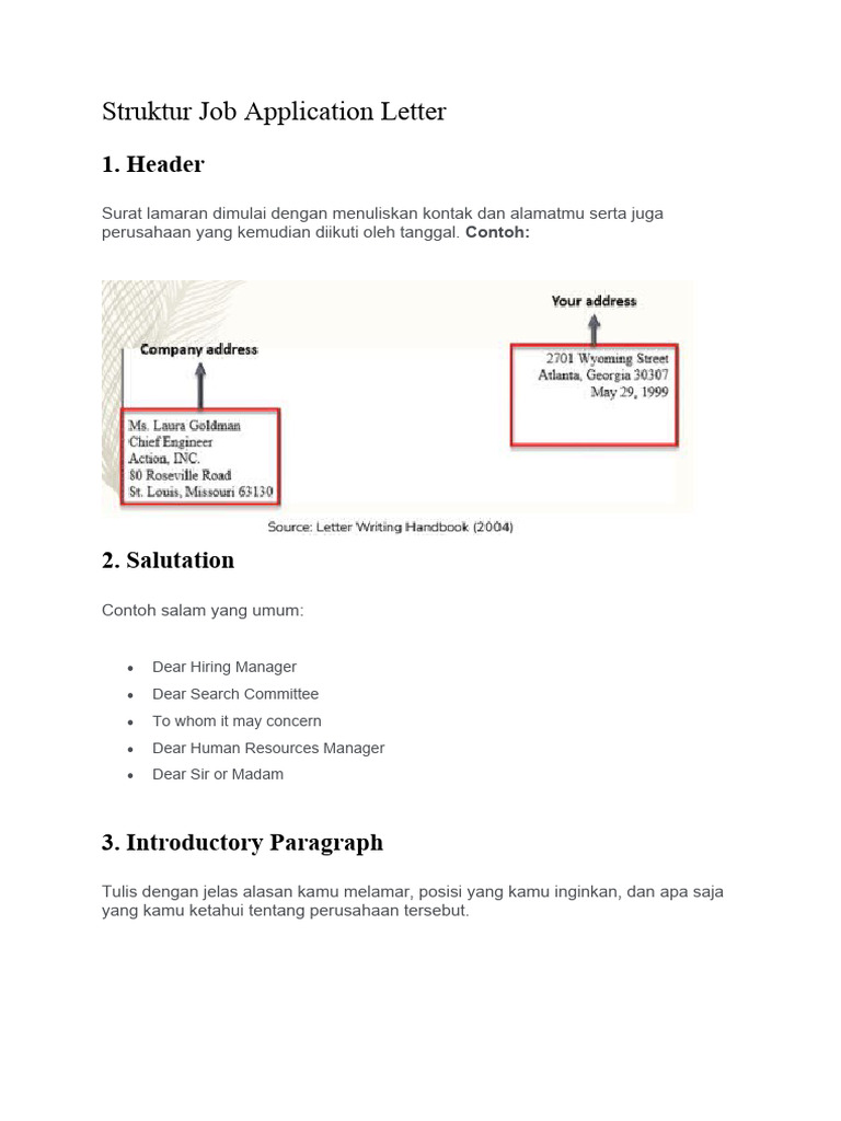 Struktur Surat Lamaran Kerja | PDF | Karier & Perkembangan