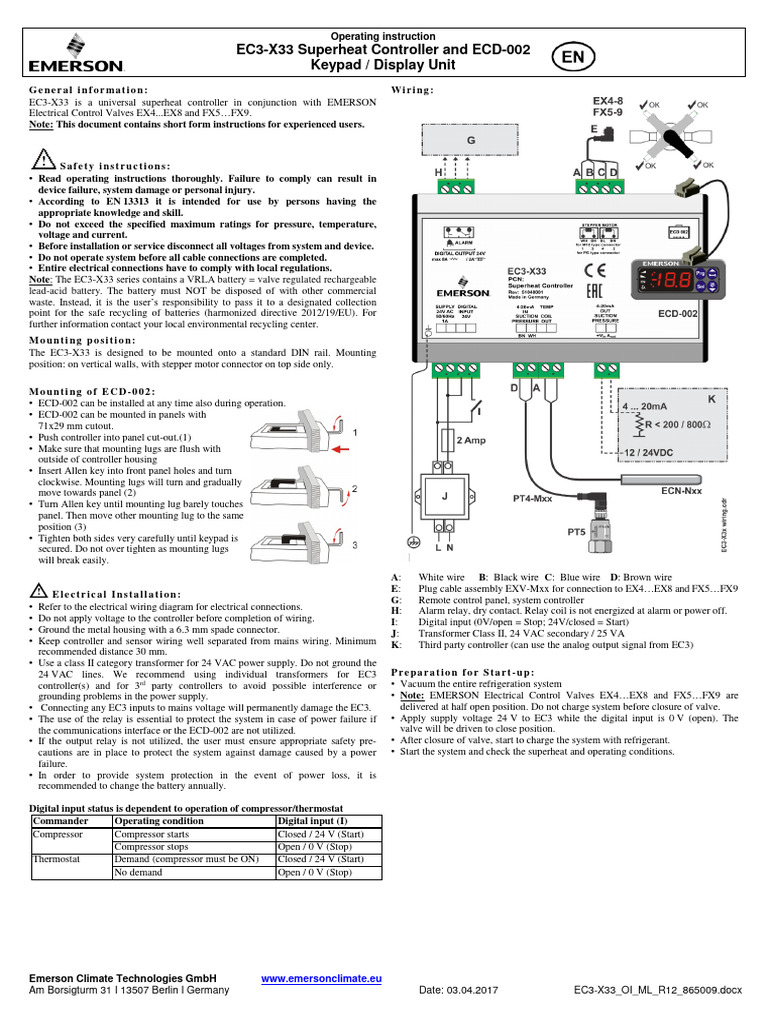 EC3-X33 Superheat Controller Manual | PDF | Electrical Connector ...