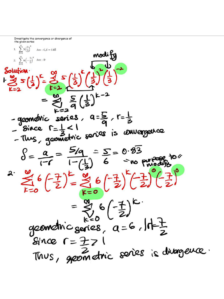 Series - Solutions in Lecture Note | PDF