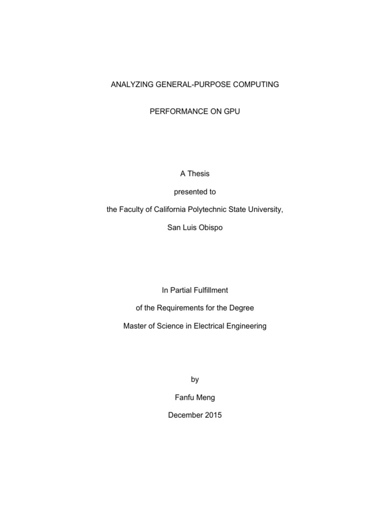 Analyzing General Purpose Computing Performance On GPU - Thesis (2015 ...