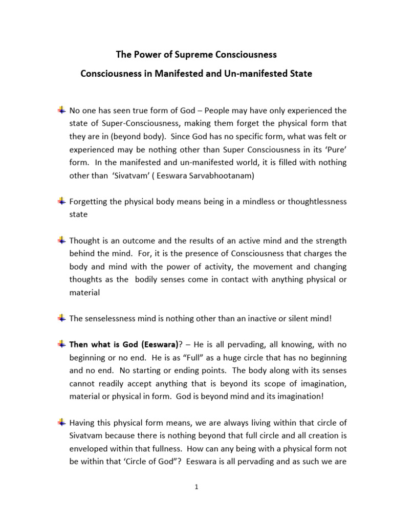 Understanding Supreme Consciousness | PDF | Mind | God
