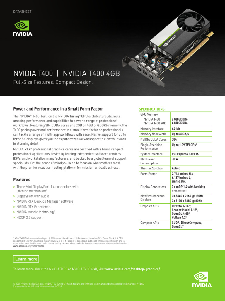 Nvidia t400 Datasheet 1987150 r3 | PDF