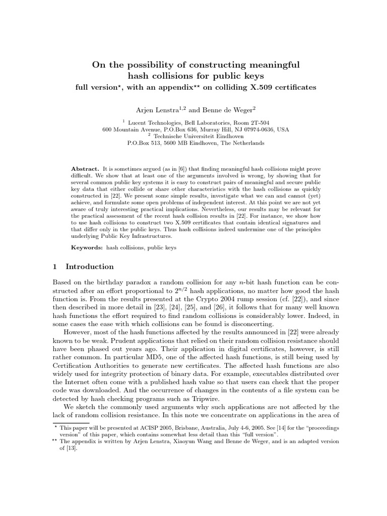 Constructing collision on public key pdf