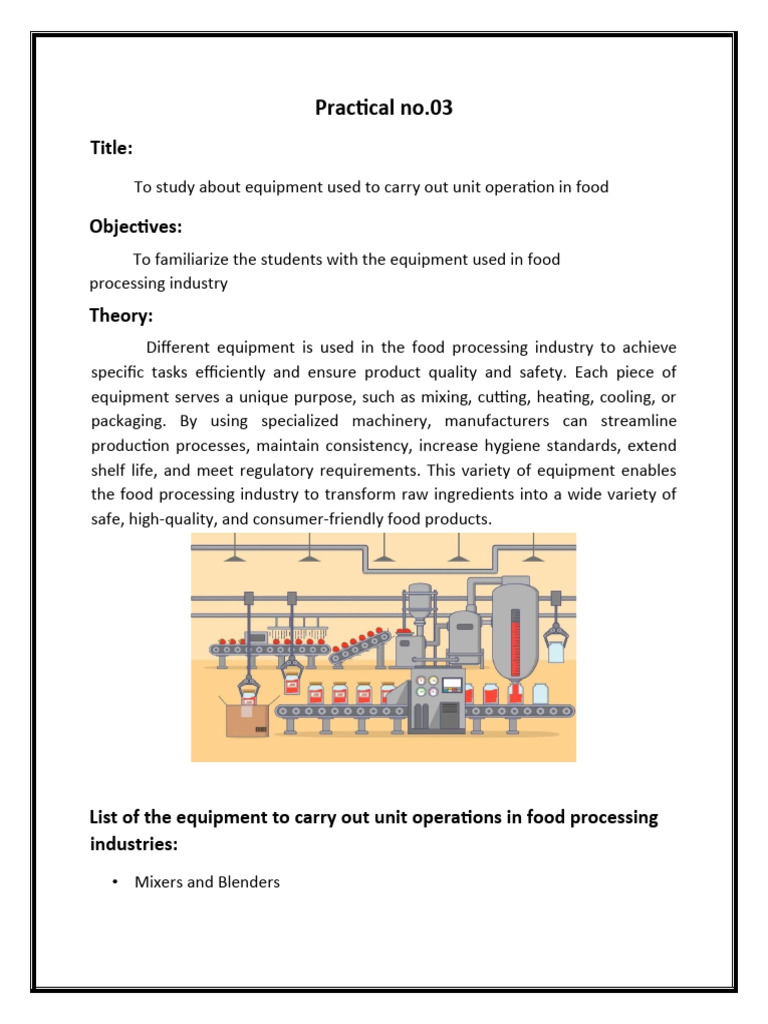 Essential Equipment in Food Processing | PDF