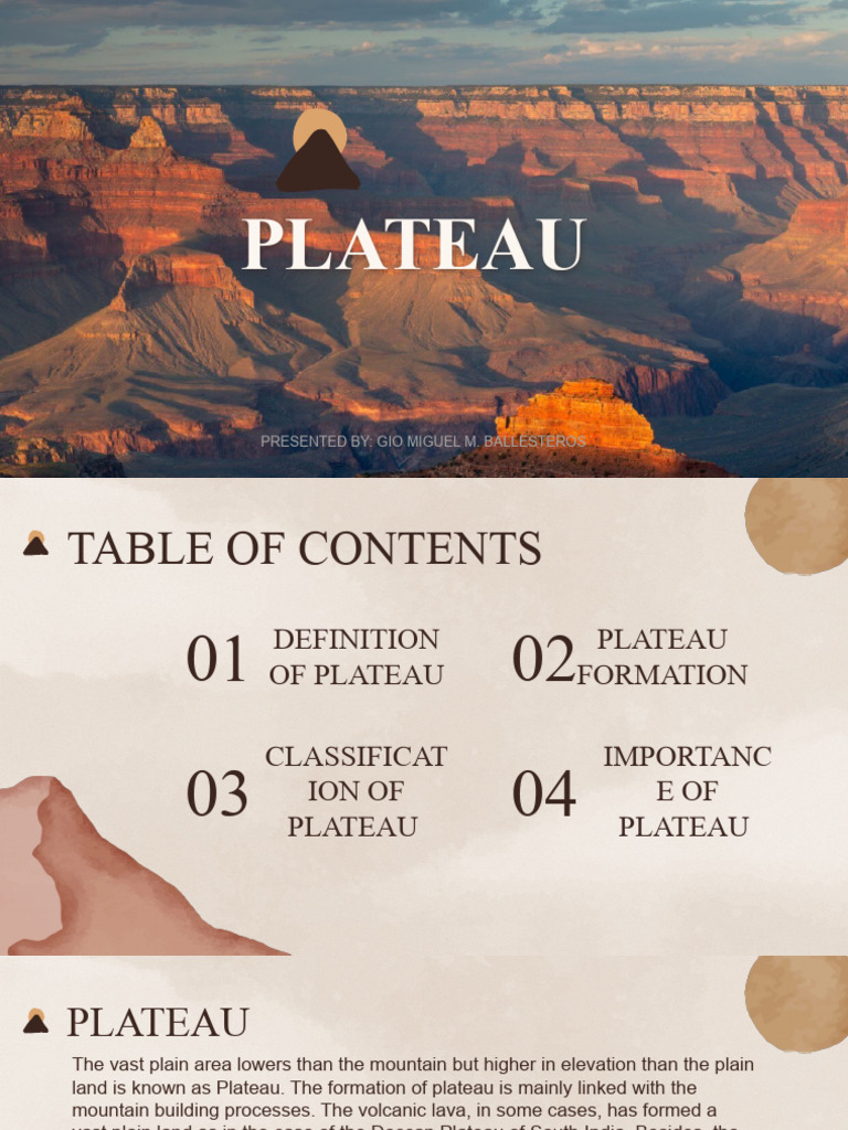 Understanding Plateaus: Formation & Types | PDF | Plateau | Volcano