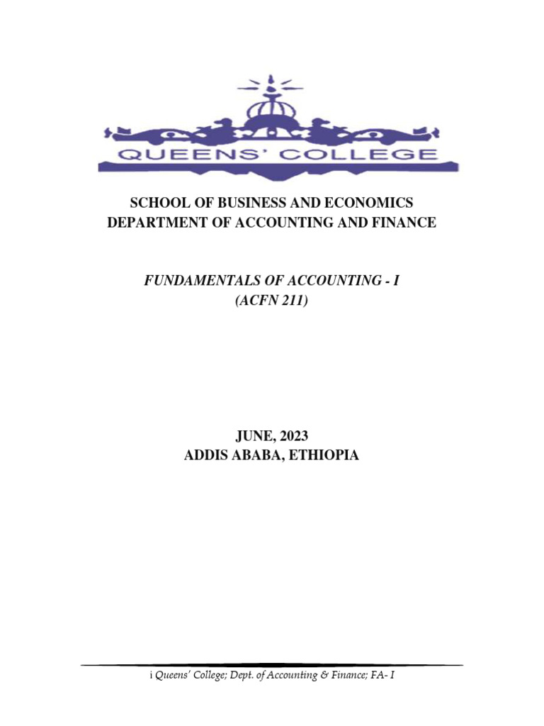 Fundamentals of Accounting I Overview | PDF | Debits And Credits ...