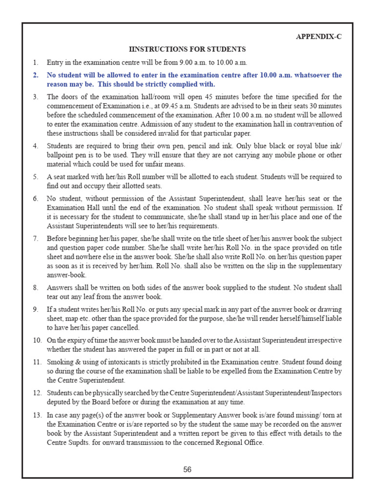Examination Centre Instructions for Students | PDF | Justice | Crime ...