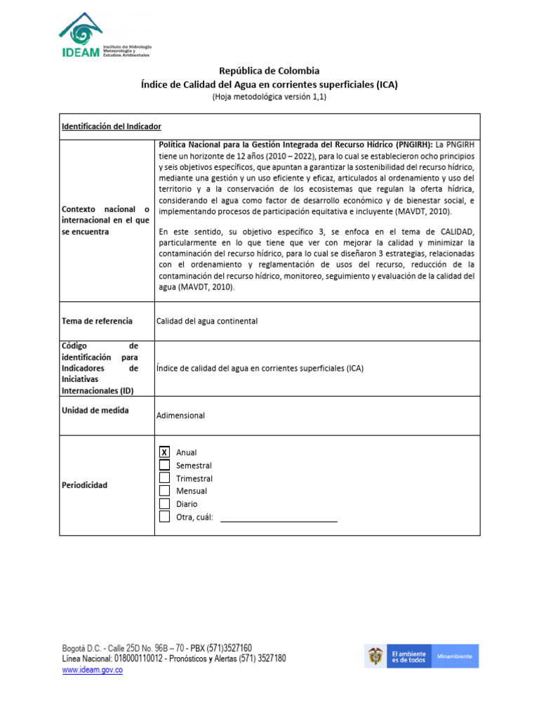 Índice de Calidad del Agua en Colombia | PDF | Agua | Calidad del agua