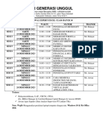 Jadwal Expert Excel Class Batch 34