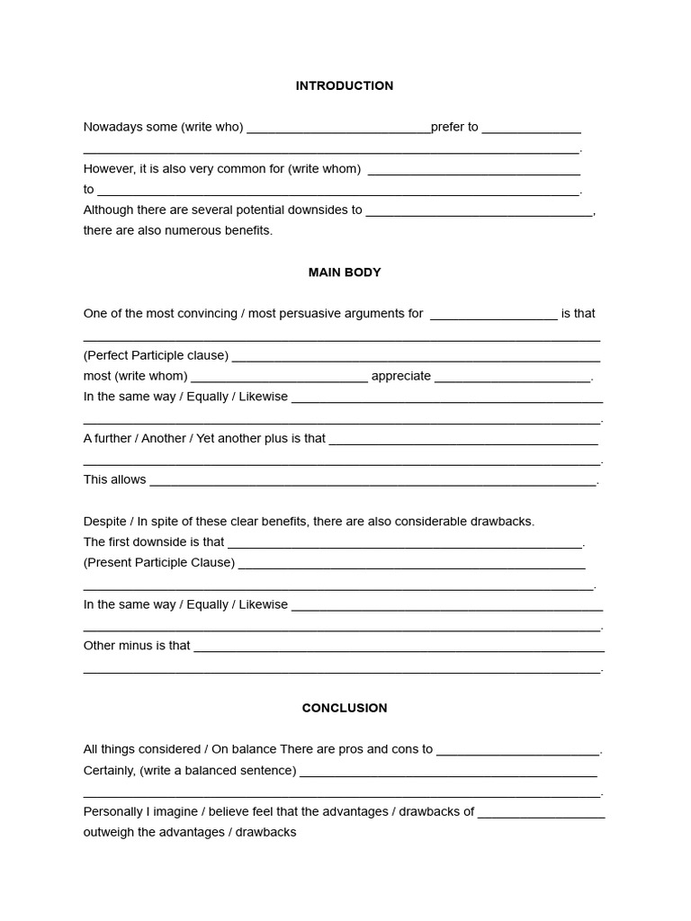 For and Against Essay Structure | PDF
