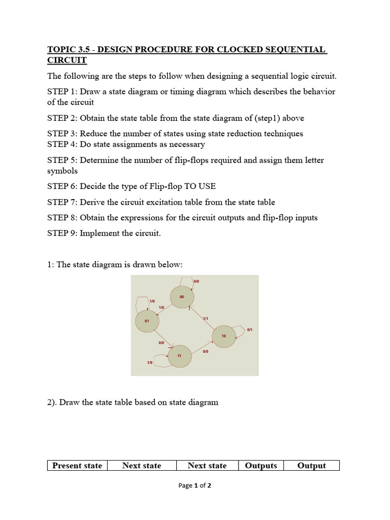 Topic 3.5 - Design Procedure For Clocked Sequential Circuit | PDF