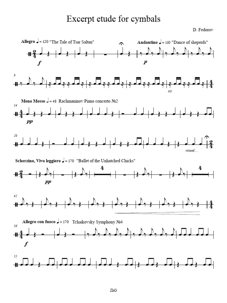 Excerpt Etude For Cymbals Dmitry Fedorov Download Free PDF Tempo Performing Arts