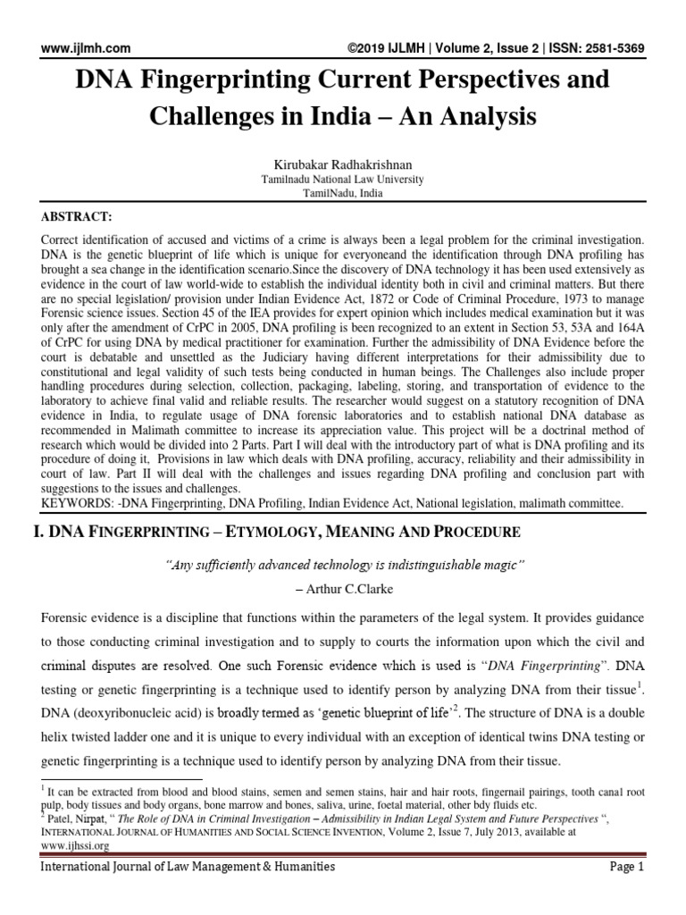 DNA Fingerprinting Challenges in India | PDF | Computers