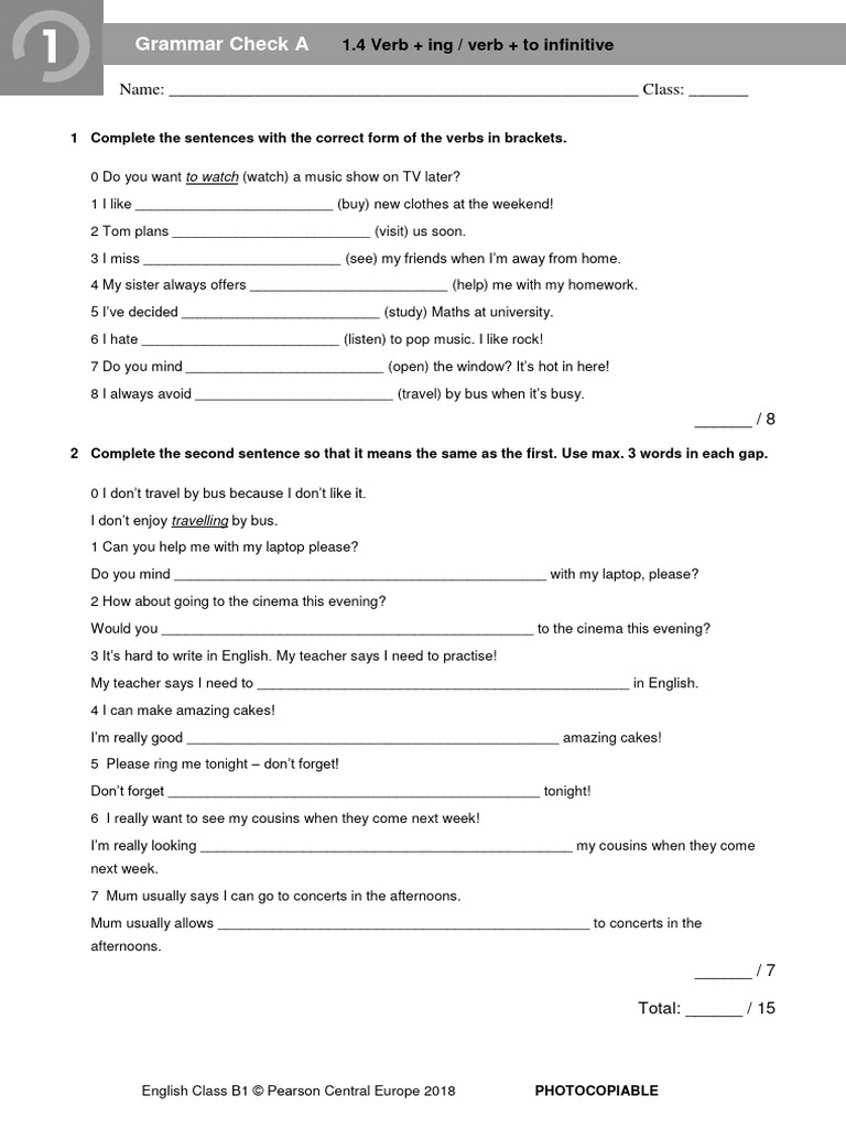 ECB1 Tests Grammar Check 1.4A New2018 | PDF