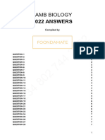 Jamb Biology 2022 Answers