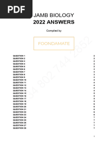 Jamb Biology 2022 Answers
