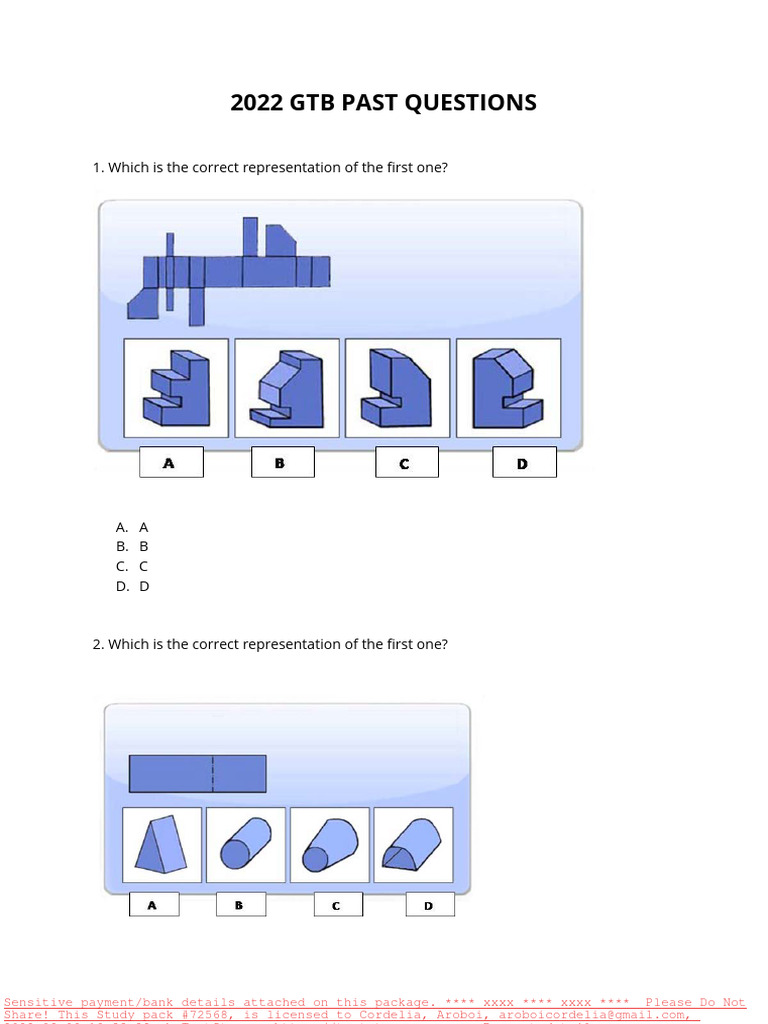 2022 GTBank Aptitude Test Questions | PDF | Career & Growth | Language ...