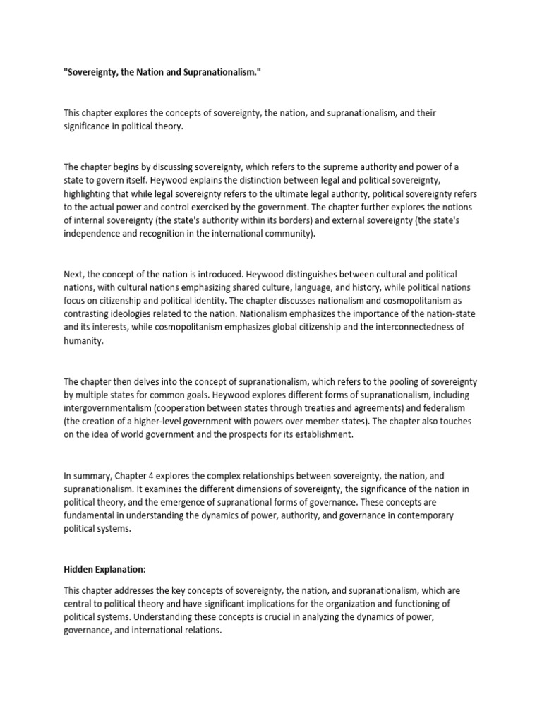 Sovereignty The Nation and Supranationalism | PDF
