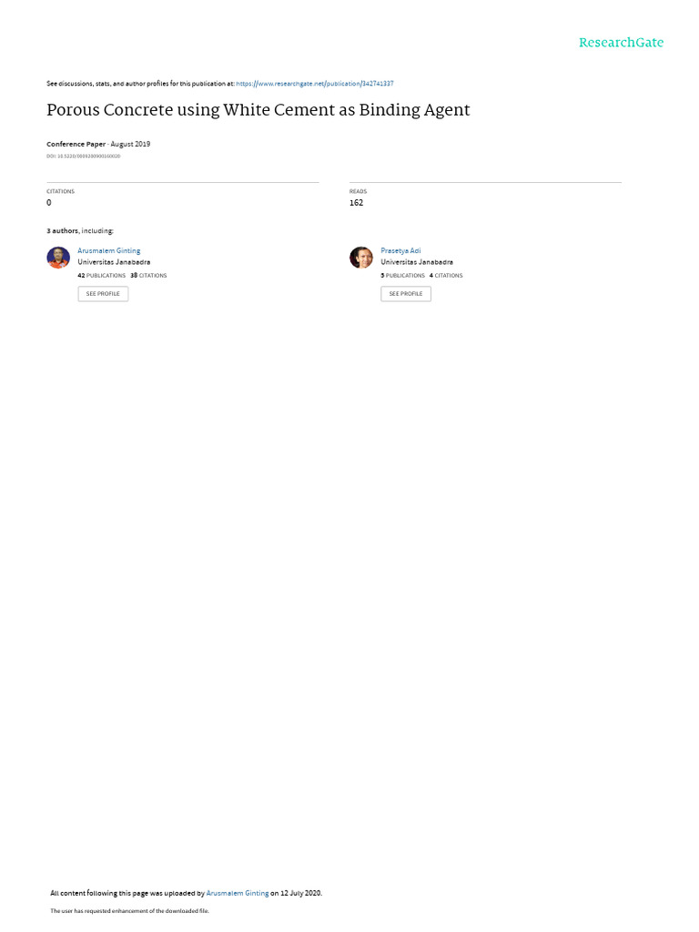 Porous Concrete Using White Cement As Binding Agent PDF Concrete