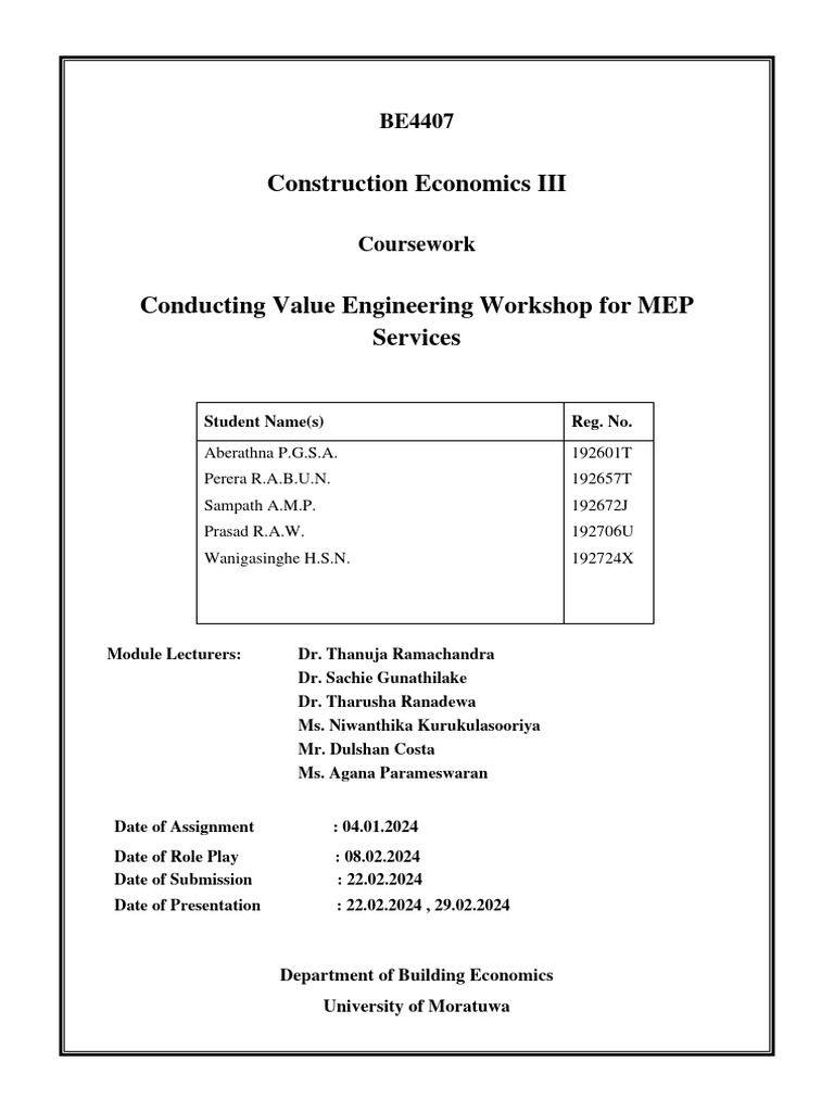G6 Value Engineering CW | PDF | Duct (Flow) | Efficient Energy Use