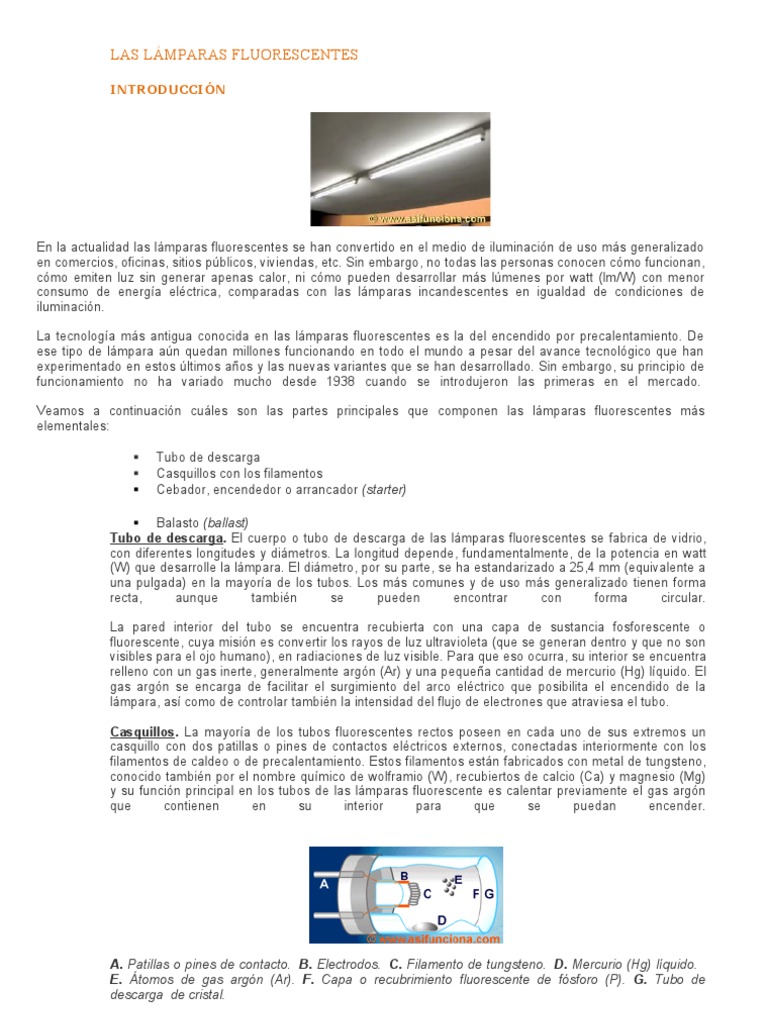 Las Lámparas Fluorescentes PDF Lámpara fluorescente Fluorescencia