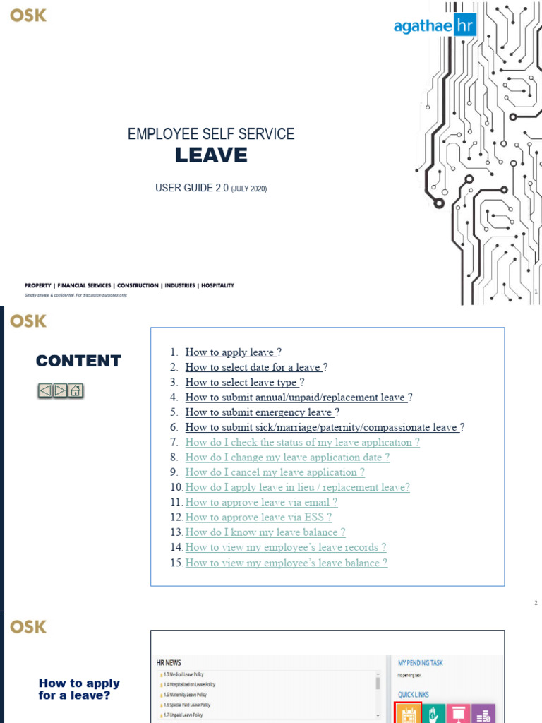 ESS Leave Management User Guide 2.0 | PDF | Career & Growth | Business