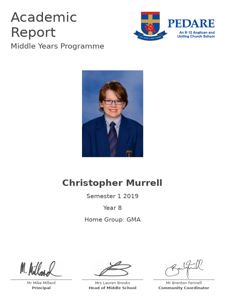 Year 8 Academic Report: Christopher Murrell | PDF | Learning ...