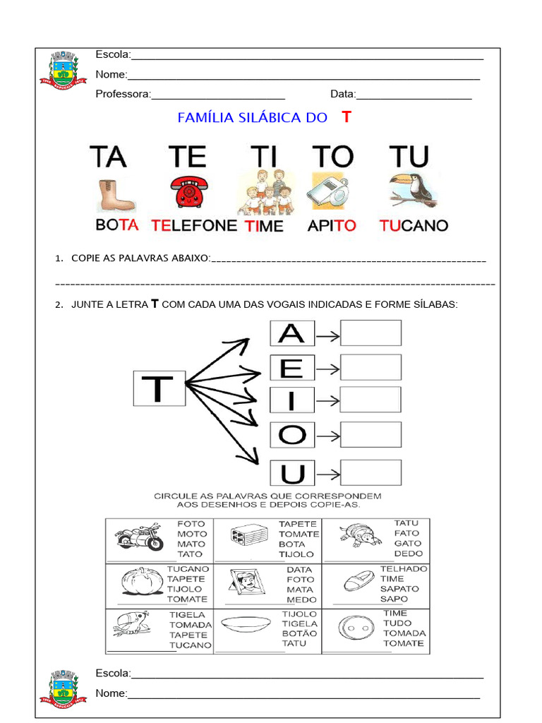 Familia Silabica Do T | Download grátis PDF | Sílaba | Famílias ...
