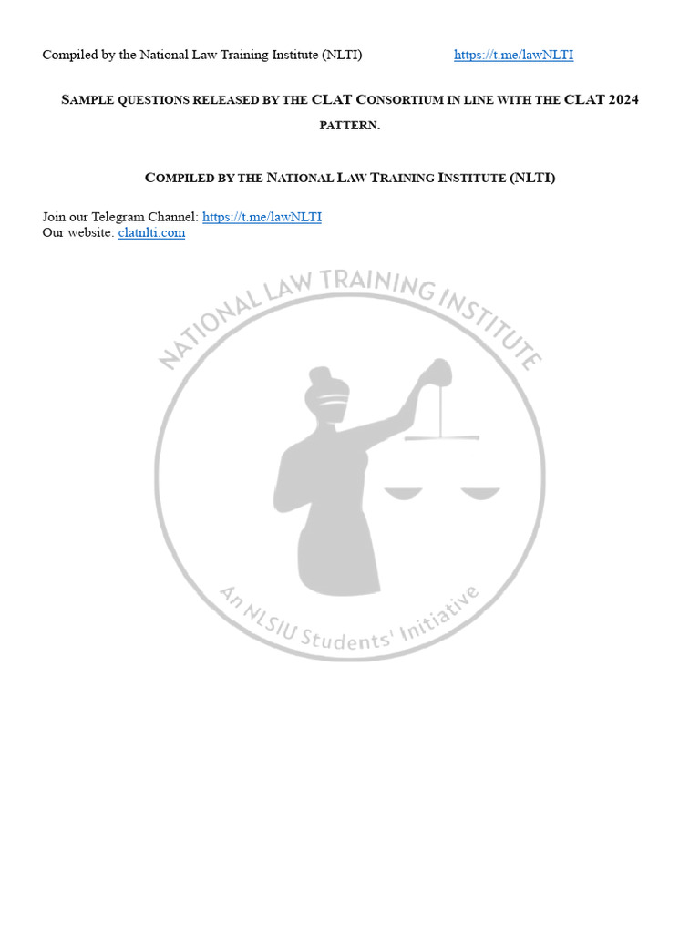 Sample questions for clat 2024 pdf