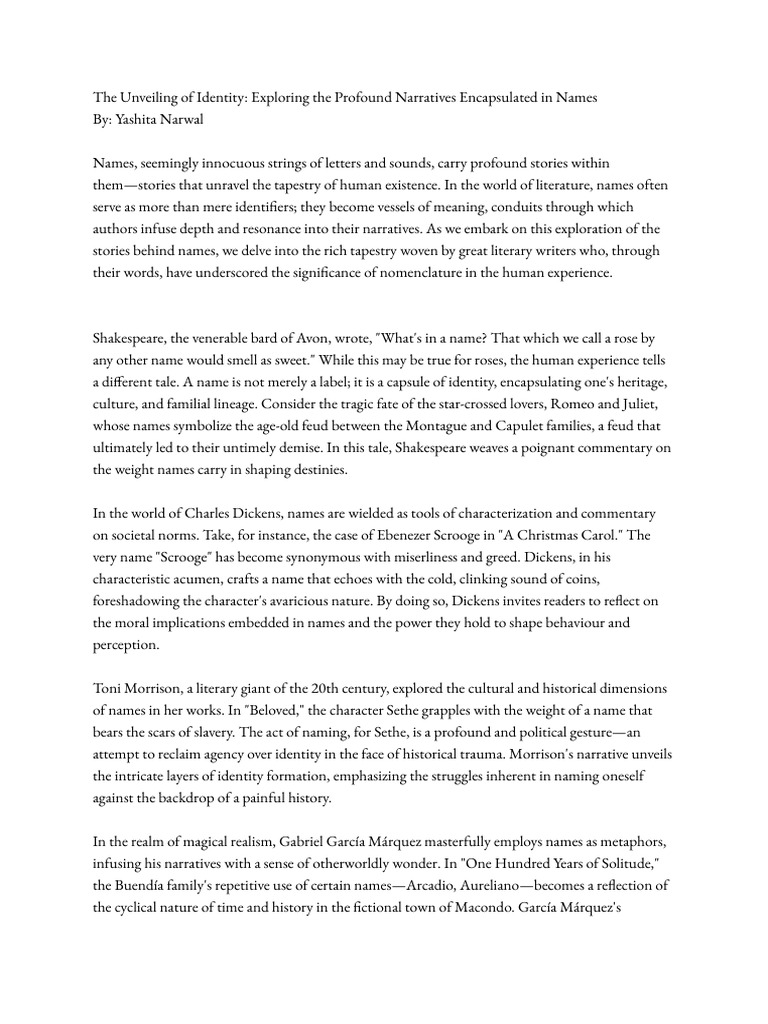The Unveiling of Identity - Exploring The Profound Narratives ...