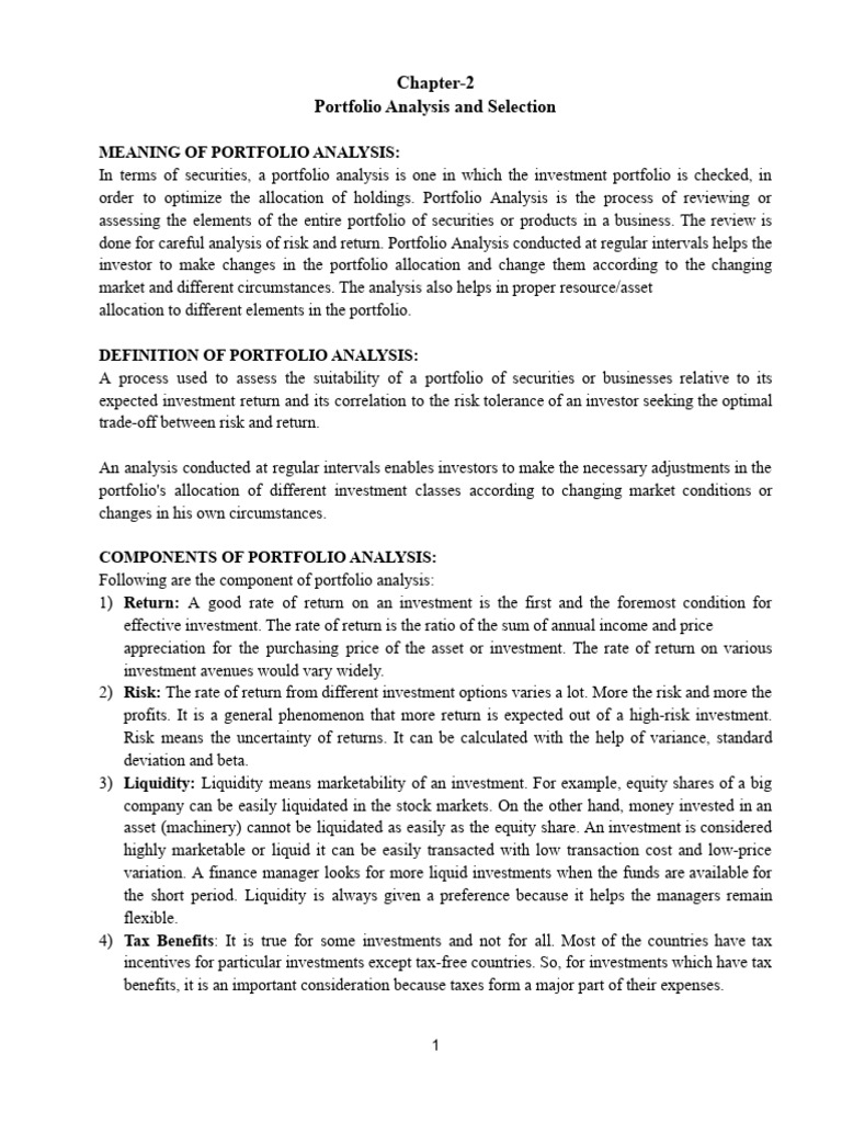 Chapter2 Portfolio Analysis and Selection PDF