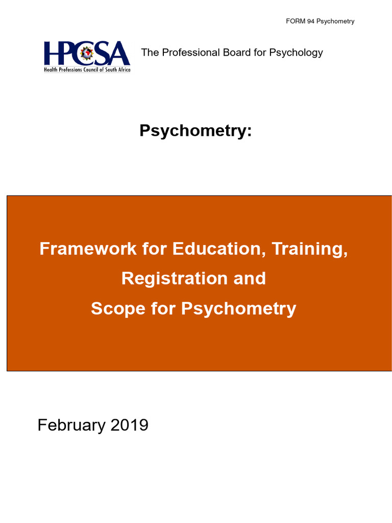 Psychometry Qualification Framework Guide | PDF | Psychometrics ...
