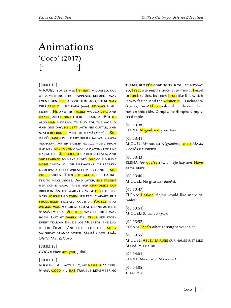 Coco Subtitles | PDF