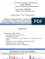 Turbo - Module 5 - Steam Turbine - Introduction, Classification, Working, Velocity Diagram, Workdone and Efficiency