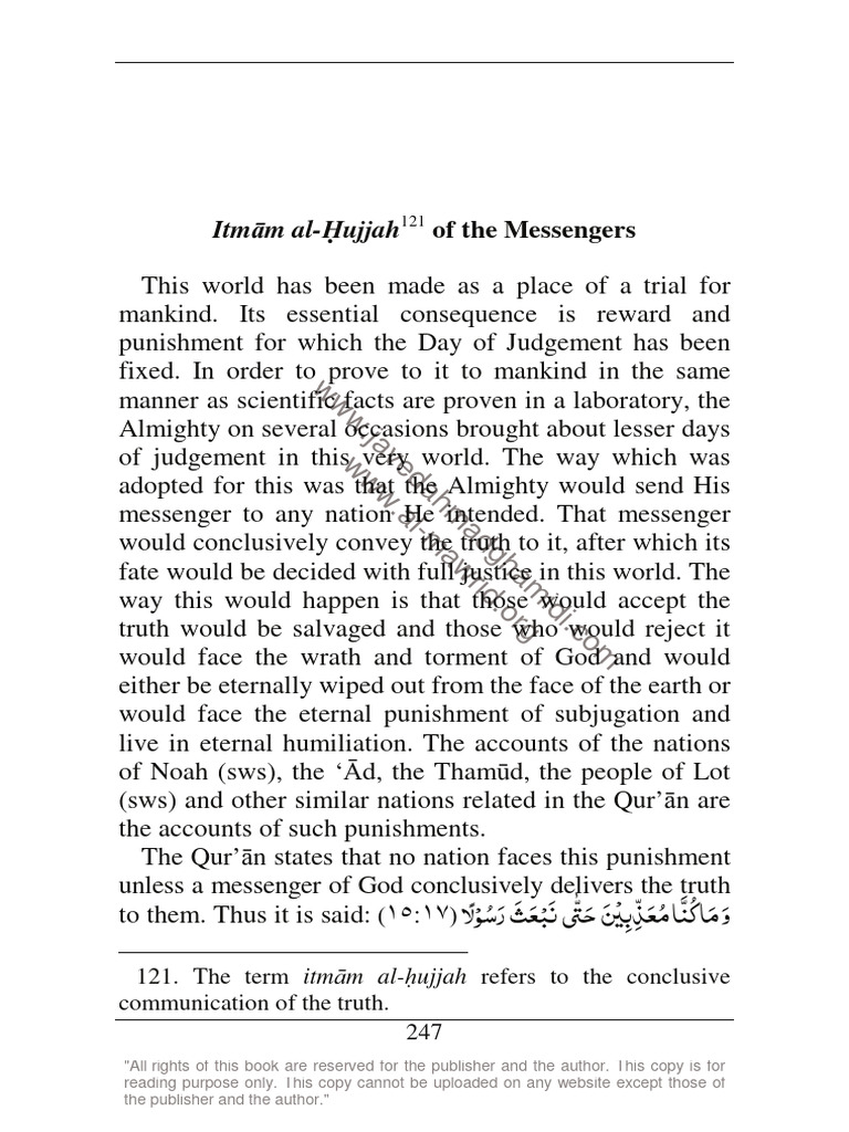 Selected Essays of Javed Ahmad Ghamidi Itmam AlHujjah of The