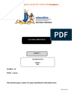 GR 10 Mathematics (English) Term 1 Test 2023 Question Paper