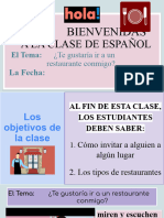 Grade 9 Spanish Lesson Powerpoint: Te Gustaria Ir A Un Restaurante Conmigo