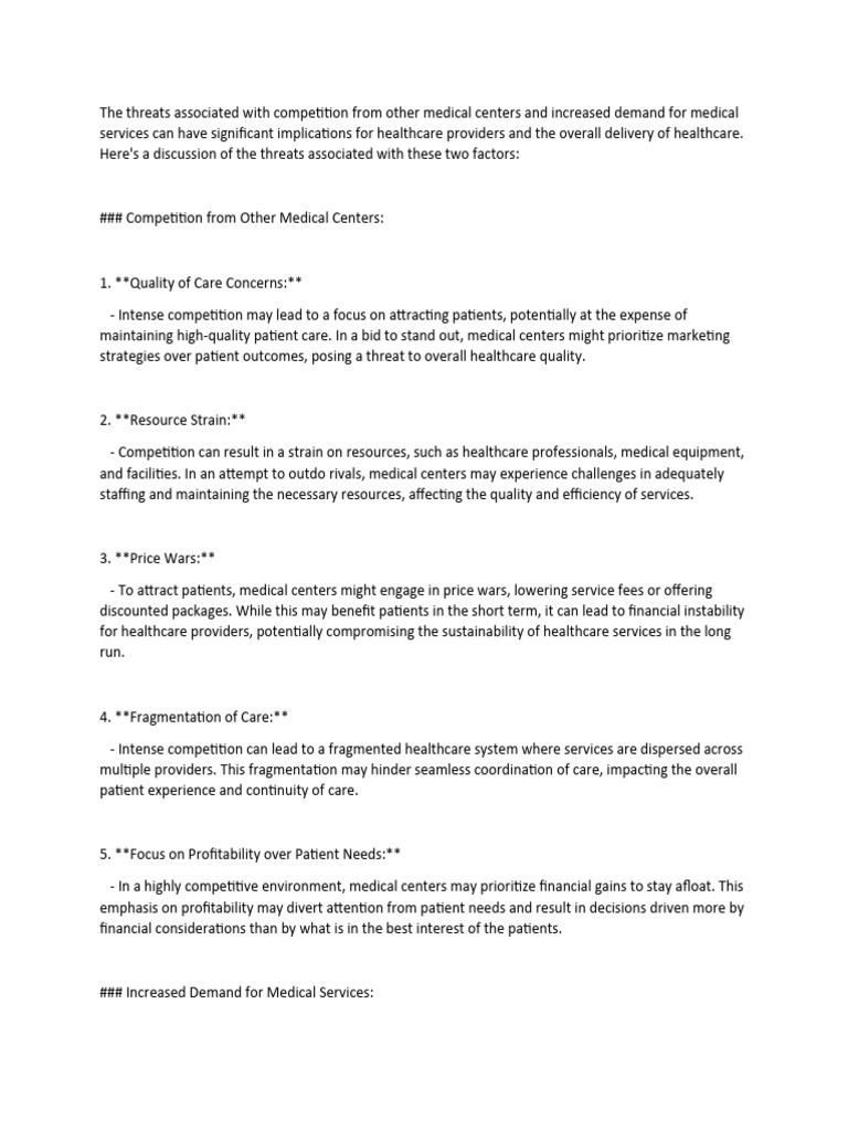 Healthcare Competition and Demand Threats | PDF | Health Care | Health ...