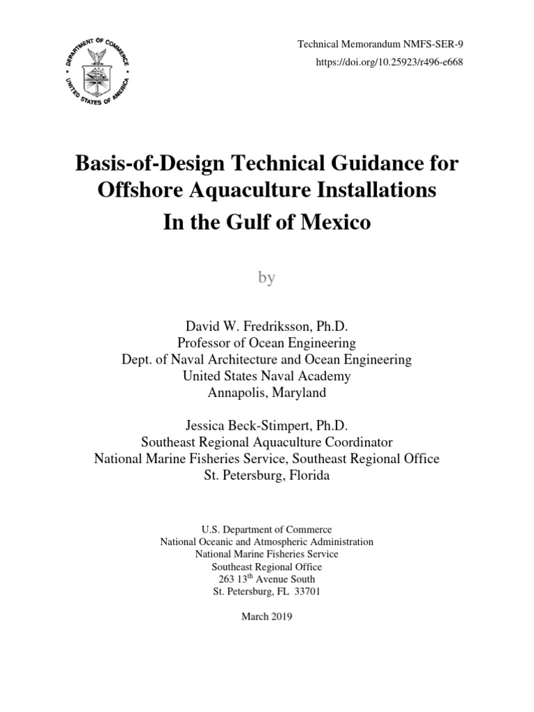 Technical guidance for offshore aquaculture installations pdf