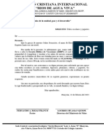 Carta de Solicitud para EBDV, CLAUSURA, 2023